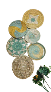 Hot Deal Multicolor Adorable Flower Round Handicraft Stylish Seagrass Plate Hanging <b>Wall</b> Decorations Perfect for Folk <b>Art</b> Lovers - Product Image 4