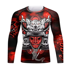 T-shirts de compression élastiques unisexes MMA Rashguard Lifting Silk Arts martiaux Wear Boxing OEM Service Washed Techniques - Product Image 4