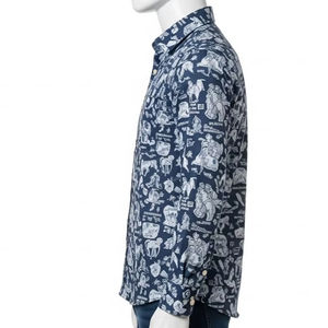 Anti Wrinkle Broadcloth Mens Shirts Cotton Fabric Digital Printed Breathable Casual Work Wear Wholesale Supply - Product Image 4