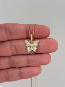 Best Finished Dainty Christian <b>Moissanite</b> Pave Butterfly <b>Charm</b> Gold Vermeil Minimalist Diamond Alternative <b>Pendant</b> Unisex - Product Image 3
