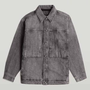 Veste de couleurs contrastées pour hommes gris délavé denim boutonné veste vintage vêtements d'extérieur décontractés à manches longues style camionneur mode - Product Image 1