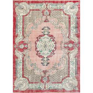 Alfombra de Lana Anudada a Mano de Gran Tamaño, Diseño de Medallón Rojo y Naranja, para Sala de Estar, Pasillo Rectangular, Modelo Pae-2887 - Product Image 1