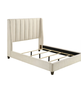 เฟอร์นิเจอร์ห้องนอนไม้หุ้มผ้าบุสีขาวสไตล์ร่วมสมัย เตียงควีนไซส์แบบเตี้ยหุ้มเบาะ 1 ชิ้น - Product Image 3