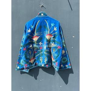 Unisex Embroidery <b>Jacket</b> Suzani Fabric Short <b>Jacket</b> Coat Handmade Winter Unisex <b>Jacket</b> With Inside Cotton Lining Hippies Style - Product Image 5