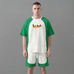 Ensemble court 2 pièces pour homme en coton 100% coupe classique, personnalisable avec logo sérigraphié, respirant et écologique (OEM/ODM) - Product Image 1