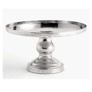 Soporte de pastel martillado con tapa de madera para decoración de boda, soporte de aluminio para pastel para fiestas y eventos, precio al por mayor - Product Image 3