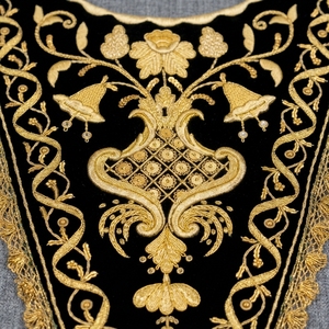 Handmade Gold Bullion Wire Embroidered Neck <b>Collar</b> Velvet Zardozi Patch for Ceremonial Vestments & Church Apparel - Product Image 3