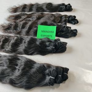 100% Raw Cheap máquina doble trama proveedor color negro natural largo ondulado paquetes virgen templo humano indio extensiones de cabello - Product Image 3