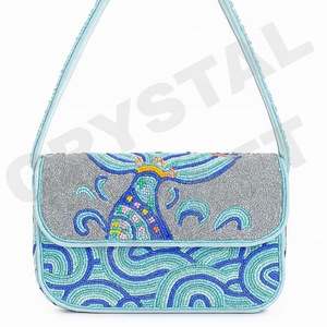 Bolso de hombro con cuentas America Beyond con bordado de cuentas de semillas, bolso bordado con cuentas con diseño único hecho a mano puro - Product Image 1