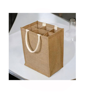 Haute vente Logo personnalisé Mini bouteille de vin sacs à provisions tissu de toile bio avec poignée en jute du fournisseur indien - Product Image 4