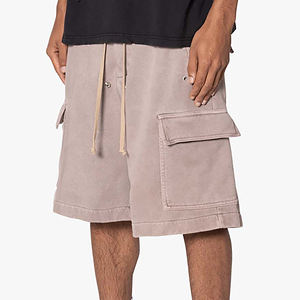 กางเกงขาสั้นผ้าฝ้ายสไตล์ฮิปฮอปสำหรับผู้ชายกางเกงขาสั้นทรงคาร์โก้พร้อมกระเป๋าสินค้าผ้าขนแกะ100% ระบายอากาศได้ดีผลิตตามสั่ง - Product Image 3