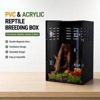 Terrarium en PVC et acrylique pour reptiles arboricoles avec dessus en maille, cages pour geckos crêpus, isolées, respirantes, en kit plat