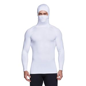 Camisas con capucha de compresión de secado rápido para hombres negros, camiseta de entrenamiento transpirable para correr en el gimnasio al aire libre - Product Image 5