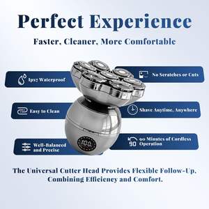 Afeitadora Eléctrica Inalámbrica para Hombre, Cabezal Rotatorio Recargable, Afeitadora Facial con Cuerpo Impermeable, Recortadora de Vello Lavable, Certificación IPX7 - Product Image 5