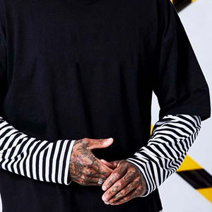 T-shirt pour homme 100% coton coupe ample Double couche imprimé numérique à manches longues T-shirt à manches doubles de haute qualité - Product Image 3