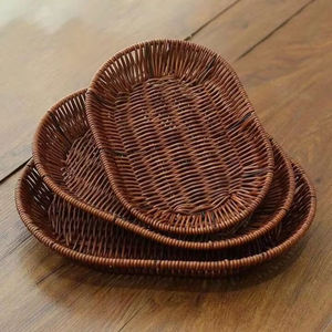 Plateau de service en bois de rotin naturel vietnamien de qualité supérieure, fabriqué à la main, écologique et sophistiqué pour les fruits et légumes du dîner - Product Image 1