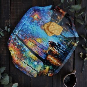 Bandeja de borde ondulado curvo moderno de Venecia de 285x400mm de Afremov Bandeja de fruta de metal elegante rectangular para cocina y comedor de aluminio - Product Image 5