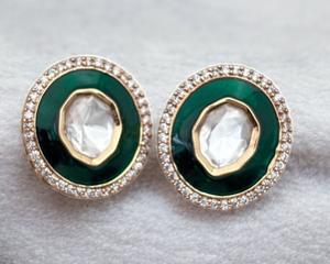 Belle conception à la mode plaqué or Original Polki Kundan boucles d'oreilles accessoire de mode boucles d'oreilles traditionnelles vêtements de fiançailles pour les femmes - Product Image 2