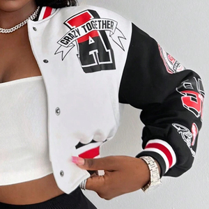 Sortir femmes coupe ample impression numérique vêtements d'extérieur léger graphique à manches longues Baseball College Baseball Varsity vestes - Product Image 6