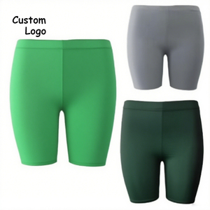 Shorts de sport taille haute pour femme, couleur unie, coupe ajustée, respirants, en tricot de spandex et polyester, avec taille élastique - Product Image 5