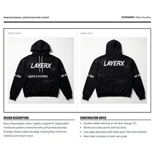 Sudadera con Capucha de Alta Calidad para Hombre, de Algodón y Felpa, con Bordado 3D de Pedrería, Gruesa, 500 g/m², Estilo Desgastado, Corte Regular, Lujosa y Ecológica - Product Image 6