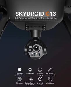 Caméra aérienne PTZ Skydroid C13 avec suivi IA, zoom optique numérique 30x, imagerie thermique infrarouge, triple éclairage et télémètre laser - Product Image 4