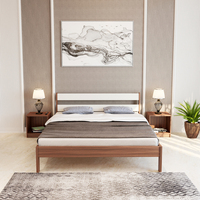 BLUEWUD Roverb Lit Queen Size en bois d'ingénierie sans boîte de rangement pour meubles de maison de chambre à coucher