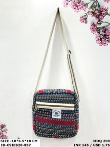 Sac bandoulière unisexe en chanvre et coton, artisanat de tissage à la main, écologique, durable, élégant pour une utilisation en soirée - Product Image 3