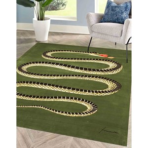Tapis à motif serpent vert : Tapis d'appoint antidérapant, Tapis en chenille - Product Image 3