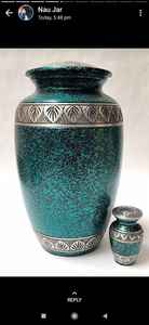 Urnes de crémation en fer personnalisées faites à la main, urnes commémoratives imprimées de forme ronde pour fournitures commémoratives au prix de gros - Product Image 2