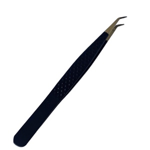 แหนบถอนขนตาสแตนเลสสีดำและสีทองแหนบสำหรับดัดขนตาแบบตรง - Product Image 1