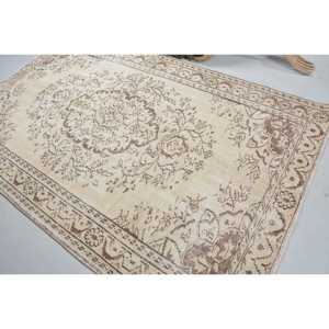 พรมขนาด 5.4x8.4 ฟุต พรมวินเทจขนาดใหญ่ พรมขอบสีน้ำตาล - Product Image 4