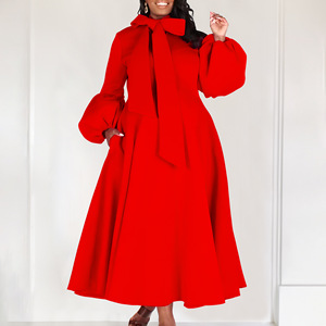 PASUXI all'ingrosso personalizzato autunno e inverno nuove donne di <span class=keywords><strong>grandi</strong></span> dimensioni abito con fiocco a maniche lunghe <span class=keywords><strong>abbigliamento</strong></span> Casual femminile - Product Image 3