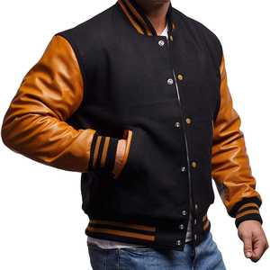 Chaqueta Bomber de Diseño Nuevo, Chaqueta Universitaria, Color Negro Azabache Brillante, Chaqueta con Logotipo Personalizado al por Mayor - Product Image 2