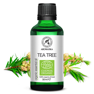 Huile Essentielle d'Arbre à Thé Bio Aromatika 50ml Certifiée ECOCERT COSMOS Melaleuca Alternifolia 100% Pure Distillée à la Vapeur Huile pour la Peau - Product Image 1