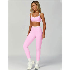 <b>Top</b> Premium Quality Custom Logo Women Active Wear Yoga <b>Leggings</b> <b>And</b> <b>Tops</b> Fitness Yoga Set - Product Image 5