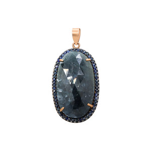 Pendentif vintage en argent sterling 925 véritable saphir bleu pierre précieuse Halo diamant forme ovale cadeau de noël parfait pour les femmes GIA - Product Image 2