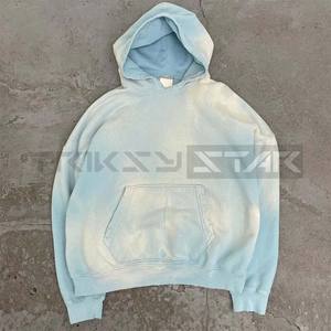 Vente en gros de sweat à capuche personnalisé épais délavé au soleil pour hommes coton éponge français de haute qualité délavé à l'acide en détresse vintage pour l'automne - Product Image 5