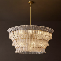 Lustre moderne de luxe en verre, lampe suspendue ronde en laiton antique pour villa, salon, hall, plafond haut