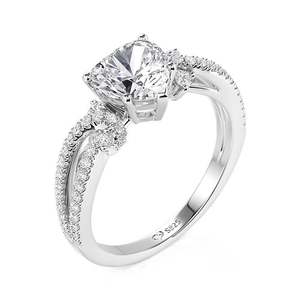 Jeulia <b>Twisted</b> Heart <b>Shaped</b> Engagement Ring with Side Stones - Product Image 2
