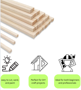 Haute qualité en gros bois d'hévéa carré bois tiges goujon bâton pour bois artisanat boîtes en bois signes muraux - Product Image 5