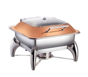 Oferta: Cubierta Cuadrada de Vidrio para Chafing Dish, Color Oro Rosa, Marco en Forma de W o E, 7L, Chafing Dish Cuadrado con Cubierta de Vidrio, 7L - Product Image 1