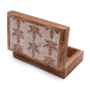 Hot Selling Elegant Design Wooden Decorative Carved <b>Box</b> Mango Wood <b>Box</b> With Carved Leaf Design <b>Keep</b> <b>Sake</b>, Decoration - Product Image 3