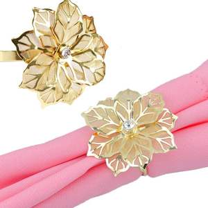 <b>Silver</b> Colored Decoration <b>Napkin</b> Ring Metal Leaf Shape Gold Metal <b>Napkin</b> Ring for Christmas Wedding Dinner Parties - Product Image 2