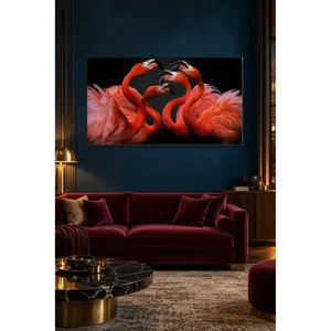 Impresión en lienzo de Fida: Cuatro flamencos formando un corazón - Product Image 3
