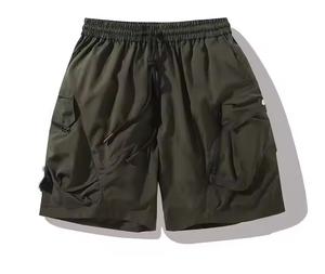 Nuevo estilo de utilidad para hombres Cargo Shorts 3D 6 bolsillos sólido transpirable Spandex/poliéster medio elástico medio pantalones tejido Casual sudor - Product Image 1