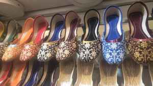 Gold and Silver Colour Thread Work <b>Beaded</b> Ladies Khussa Unique Handmade Velvet Women's Khussa Sandals Velvet Khussa With Pearls - Product Image 6