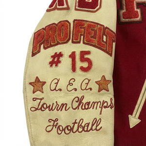 Custom Winter Warm Football New Arrival Solid Plain Vintage Wool Polyester Varsity Bomber Jacket College Baseball jacket for men - Product Image 2