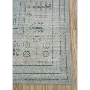 Tapis en laine noués à la main Erbe, gris et noir, motifs abstraits rectangulaires, technique de tissage plat, pour la maison et les couloirs, GS-03 - Product Image 4