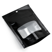 Sacs en plastique noir mat personnalisés imprimés, sachets refermables en aluminium avec fenêtre transparente pour snacks